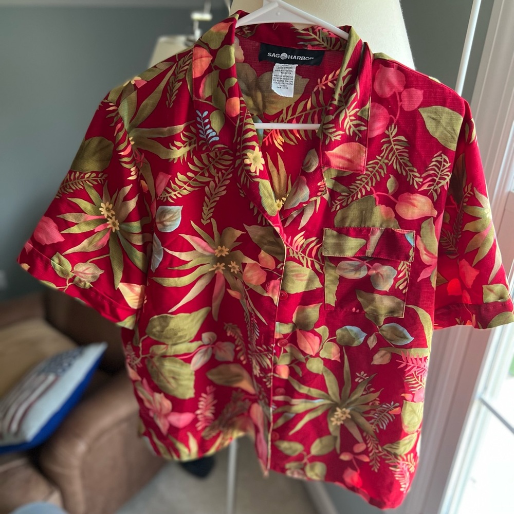 Sag Harbor Hawaiian blouse sz L